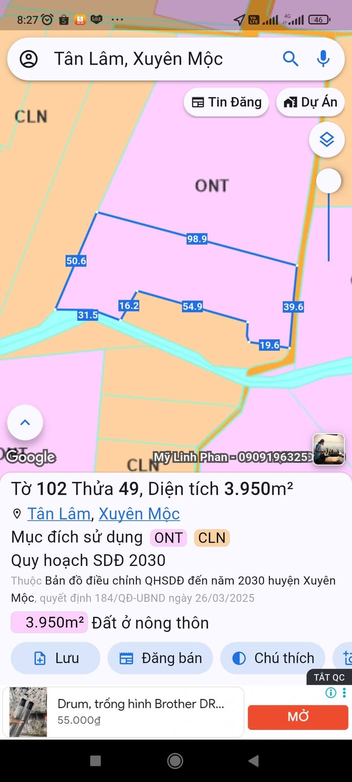 Đất nền Tân Lâm, Mộc Hóa 10.000m² giá 600 triệu - Cơ hội đầu tư hấp dẫn!