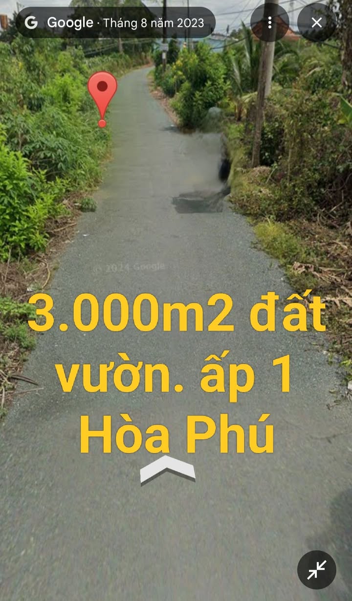Đất vườn 3000m² tại Hòa Phú, Châu Thành, Long An – Giá chỉ 1 tỷ/m²!