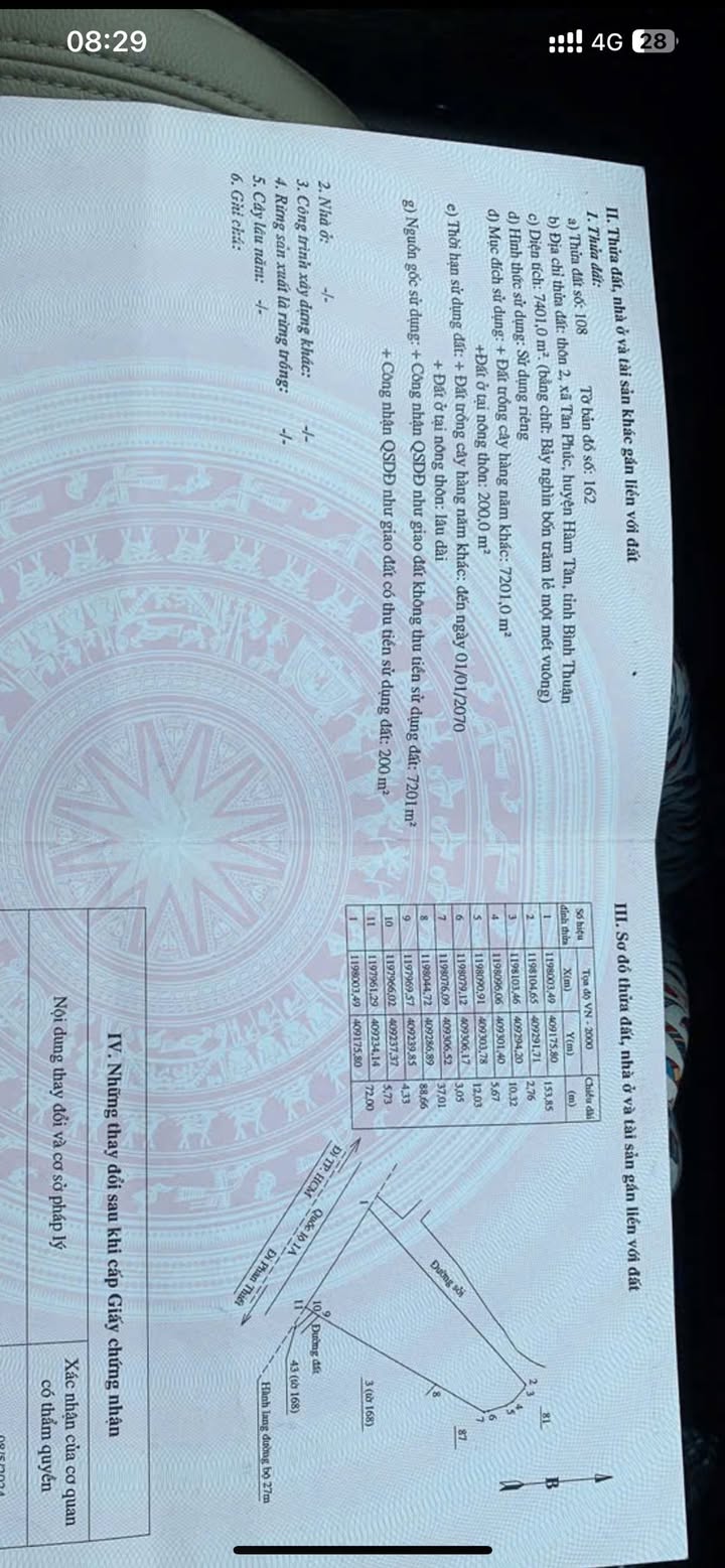 Đất mặt tiền đường nhựa thôn 2, xã Tân Phúc, 74000m² giá 20 tỷ - Đầu tư sinh lời ngay!