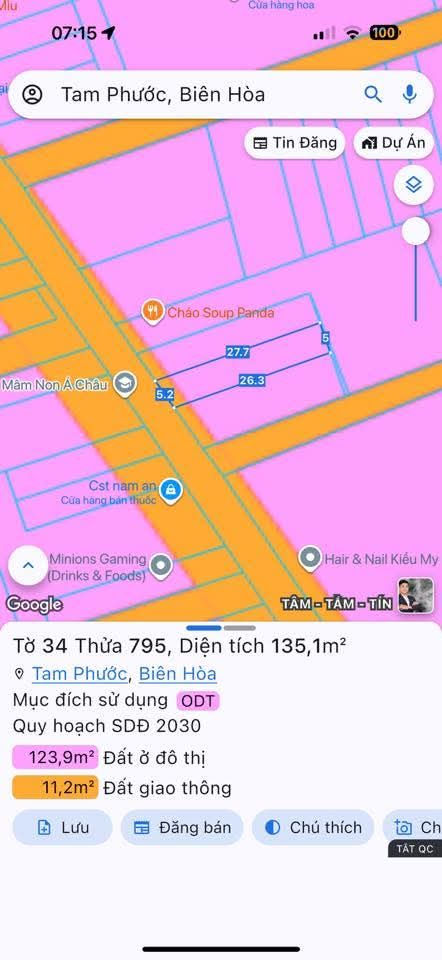 Bán mặt tiền chợ Pouwat, KCN Tam Phước 135m² - Vị trí buôn bán lý tưởng!