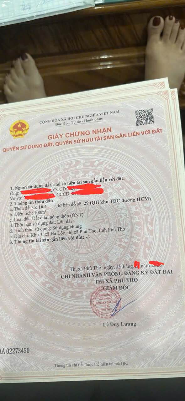 Đất nền Hà Lộc Phú Thọ 100m² giá 1.2 tỷ - Cơ hội đầu tư tuyệt vời!