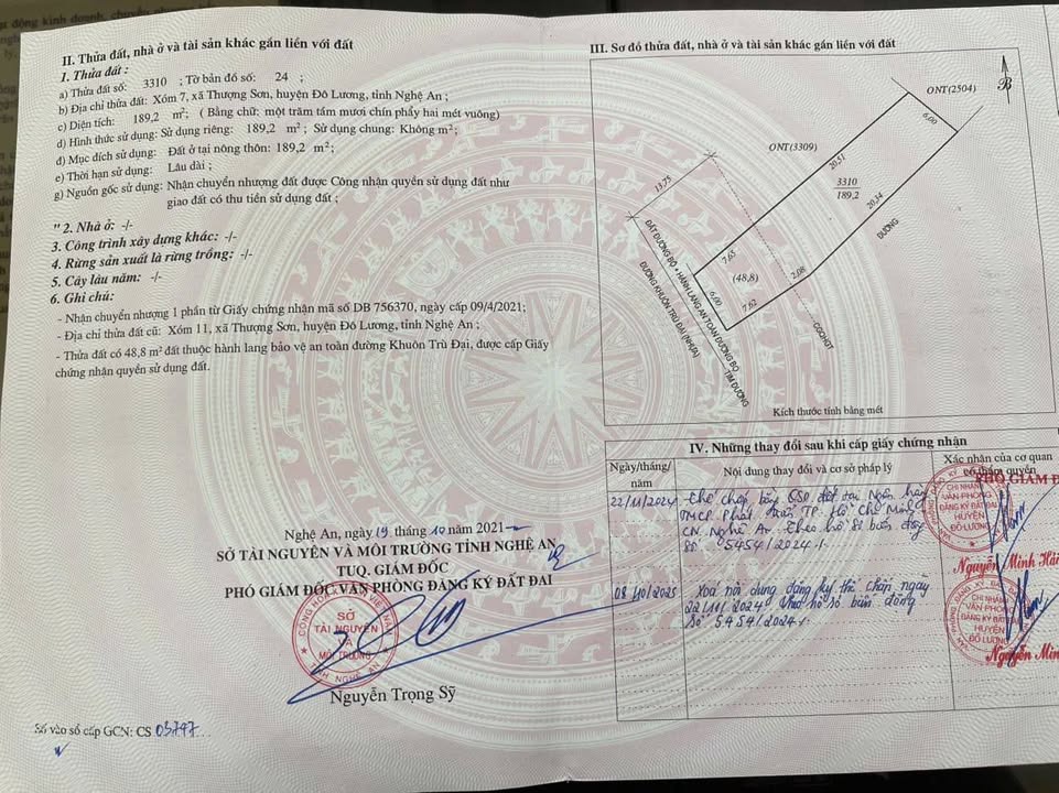 Đất mặt đường Quốc lộ 7B tại Xóm 7, Thượng Sơn, Đô Lương - Diện tích 189m², giá 3.1 tỷ