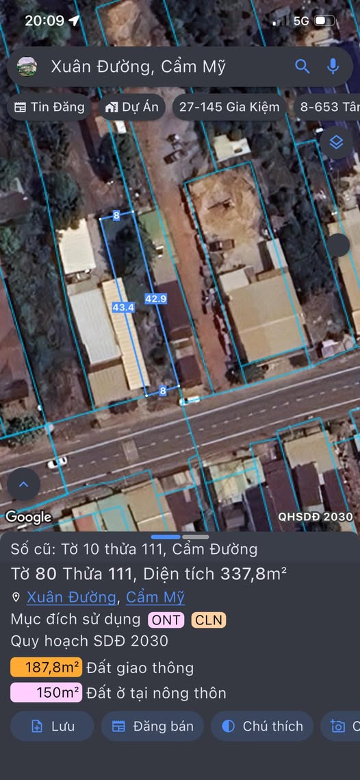 Đất thổ cư mặt tiền Cẩm Đường 8m giá 7 tỷ - Sổ hồng chính chủ, gần Sân Bay Long Thành!