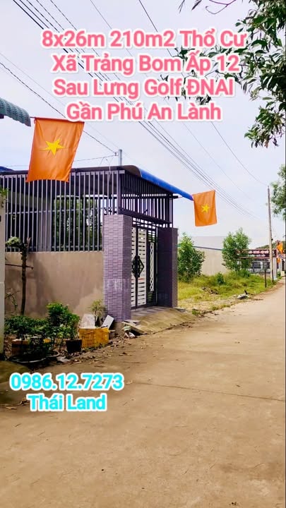 Đất thổ cư 210m² tại xã Trảng Bom, Đồng Nai - Sổ đỏ chính chủ, giá 1.9 tỷ!