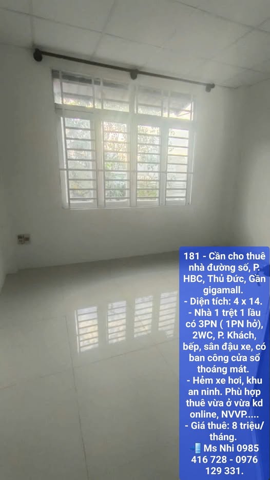Nhà cho thuê đường Số, Hiệp Bình Chánh, Thủ Đức 56m² chỉ 8 triệu/tháng - Không gian sống thoáng mát!