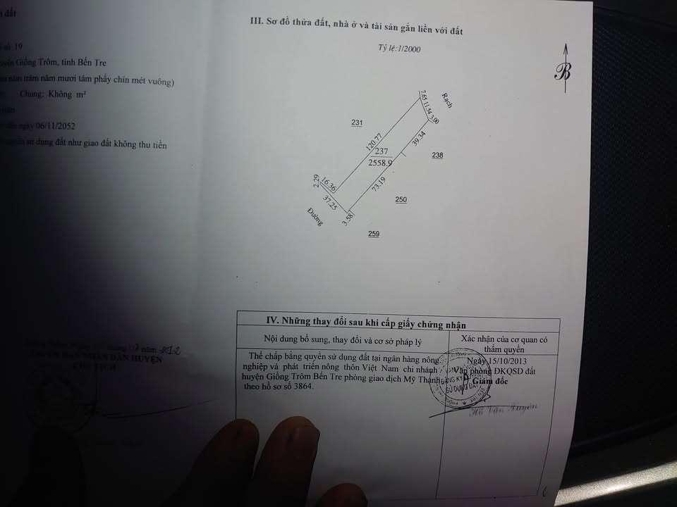 Đất vườn Lương Hòa, Giồng Trôm 2.559m² giá 450 triệu - Đầu tư sinh lời ngay!