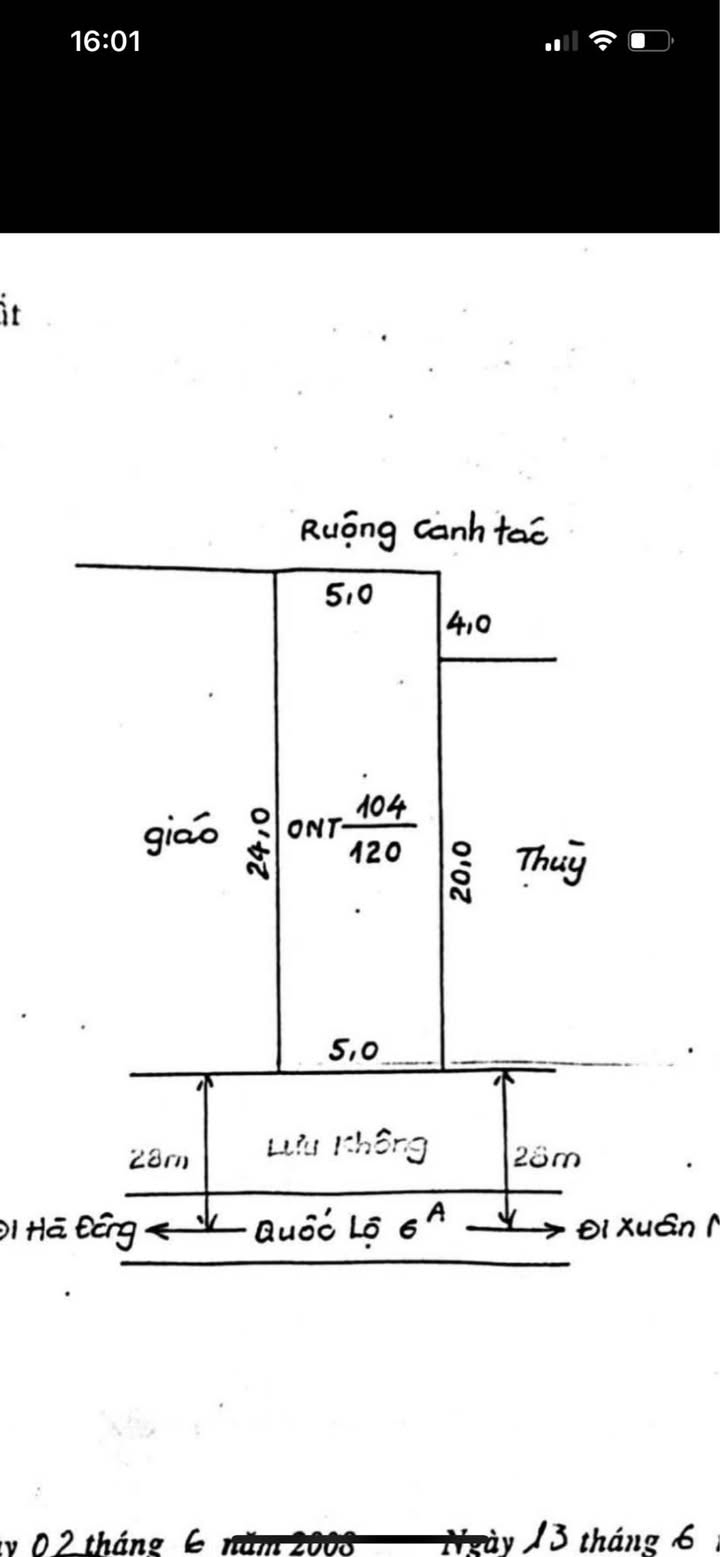 Đất thổ cư 120m² mặt đường Quốc lộ 6 Phú Nghĩa - Cần bán gấp!