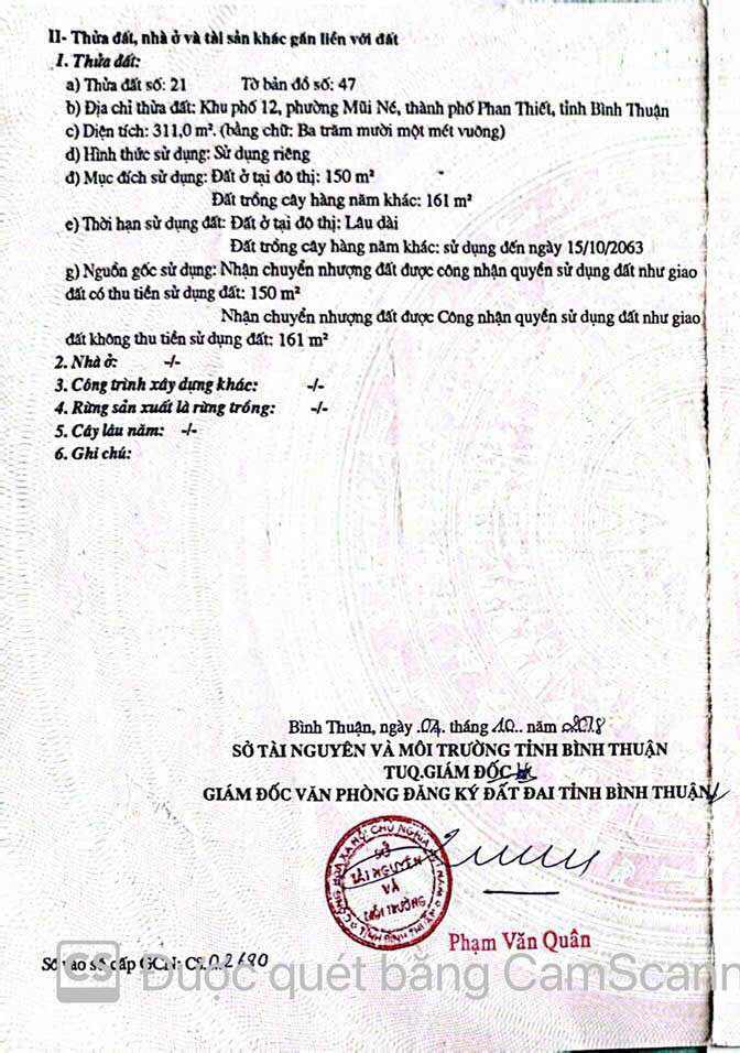 Đất nền Mũi Né 311m² giá 2.5 tỷ - Cơ hội đầu tư hấp dẫn!