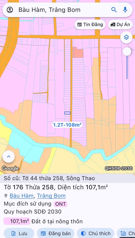 Đất thổ cư Sông Thao Trảng Bom 106.86m² giá 700 triệu - Sổ đỏ chính chủ!