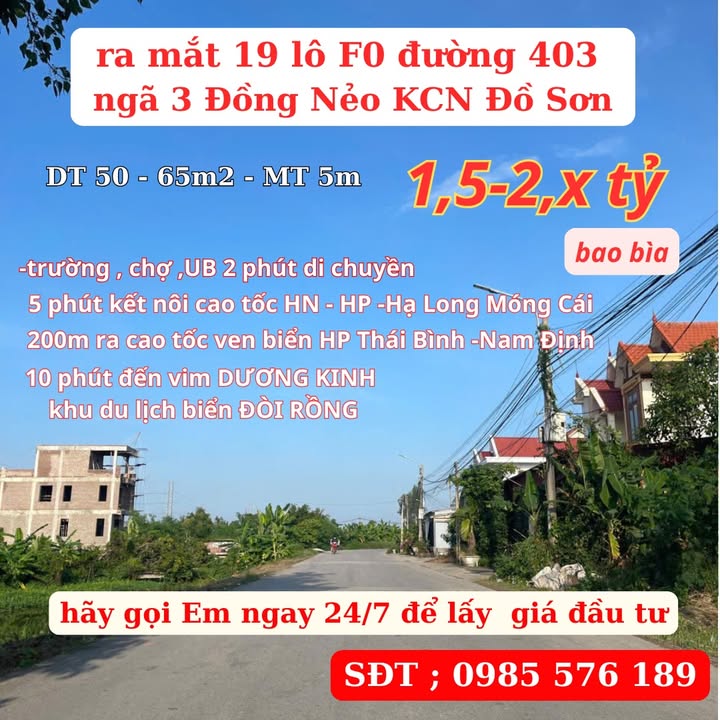 Đất nền dự án đường 403, Đồ Sơn 57.5m² giá chỉ từ 1.5 tỷ - Đầu tư sinh lời ngay!