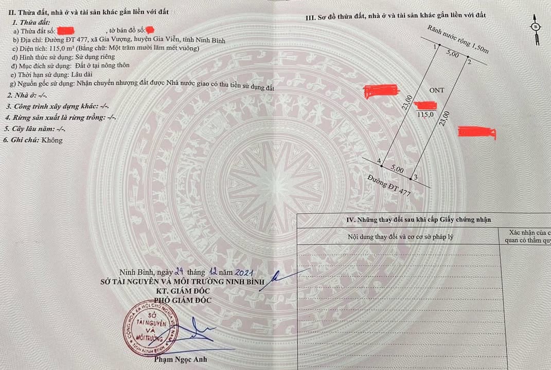 Đất mặt đường ĐT 477, Gia Vượng, Ninh Bình 115m² giá 3.2 tỷ - Sổ đỏ chính chủ!