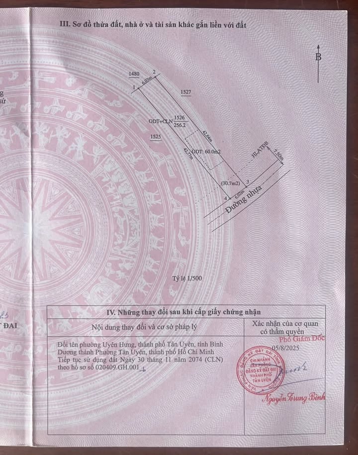 Đất nền phường Uyên Hưng 252m² giá 1 tỷ - Mặt tiền đường nhựa thuận lợi!