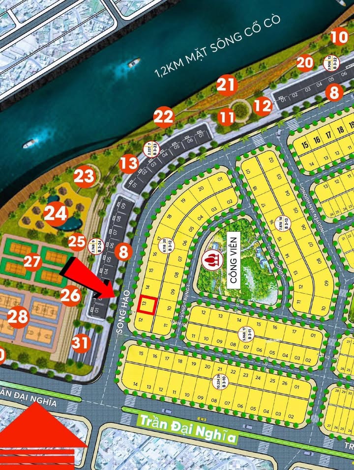 Đất mặt tiền 400m² đường Song Hào, đối diện biệt thự One River - Giá tốt đầu tư!