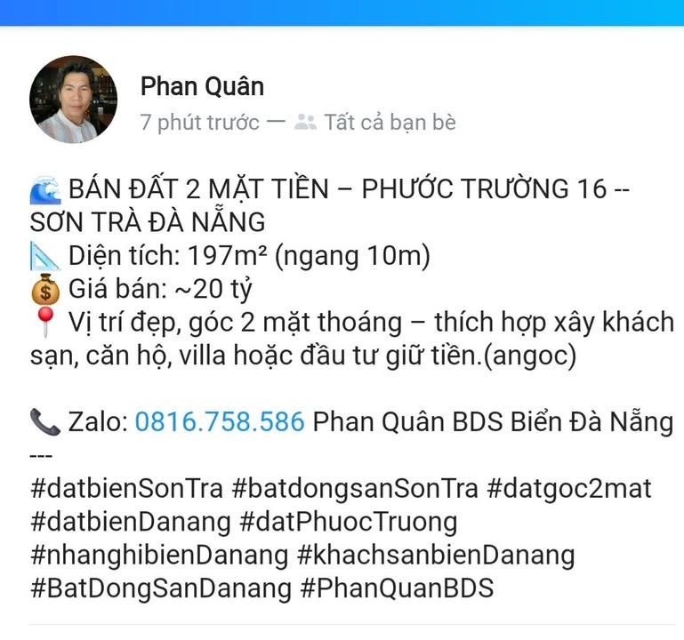 Đất 2 mặt tiền Phước Trường 16, Sơn Trà, Đà Nẵng 197m² giá 20 tỷ - Cơ hội đầu tư hấp dẫn!