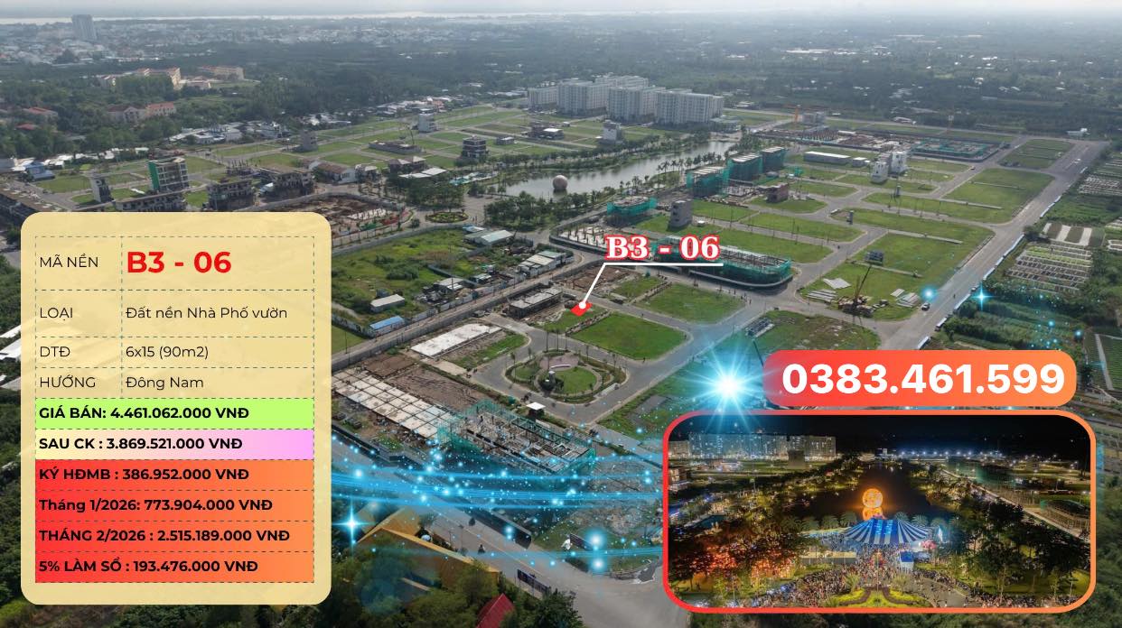 Đất nền Nam Long II Central Lake 90m² giá 400 triệu - Cơ hội đầu tư sinh lời hiếm có!