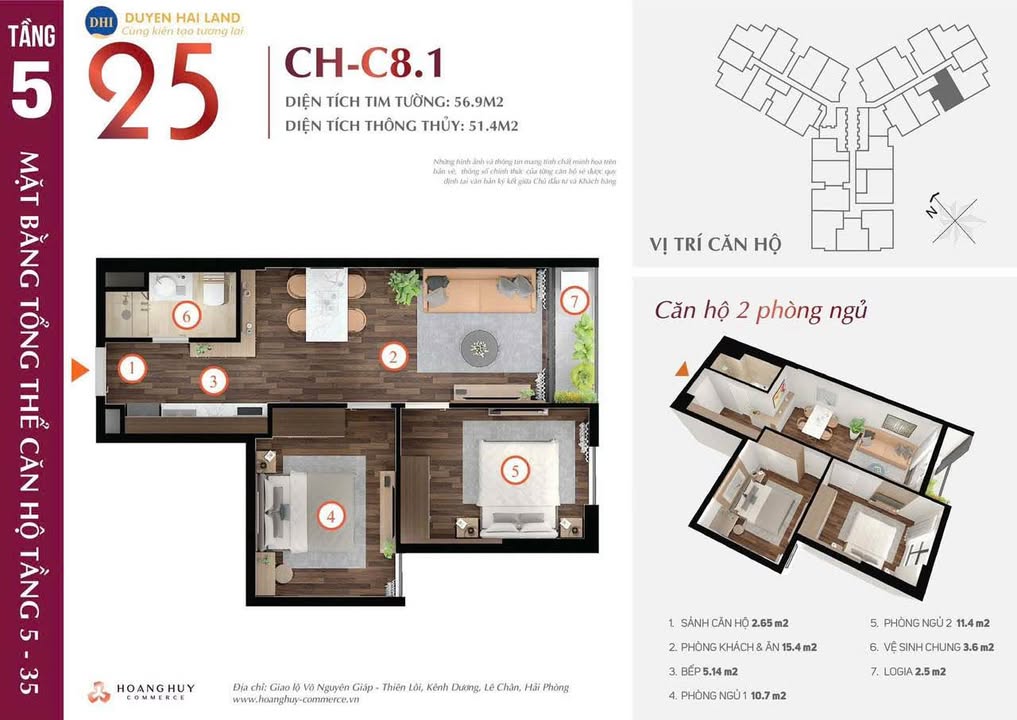 Căn hộ chung cư Lotus Hải Phòng 57m² giá 2.2 tỷ - Thiết kế thông minh, sẵn sàng cho bạn!