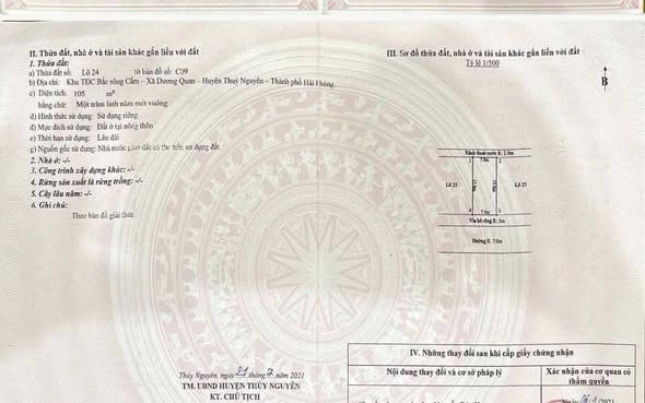 Đất nền Khu C - TĐC Bắc Sông Cấm 105m² giá 6 tỷ - Cơ hội vàng cho đầu tư!