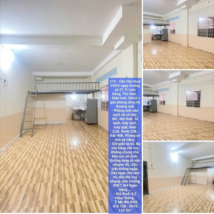 Cho thuê CHDV đường Số 27, P. Linh Đông, Thủ Đức 50m² - Nội thất đầy đủ, giá chỉ 4.2 triệu!