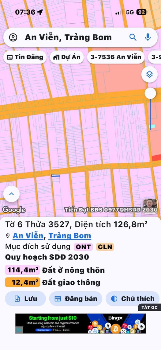 Đất thổ cư Phùng Hưng, An Viễn 125m² giá 1 tỷ - Sổ đỏ chính chủ!