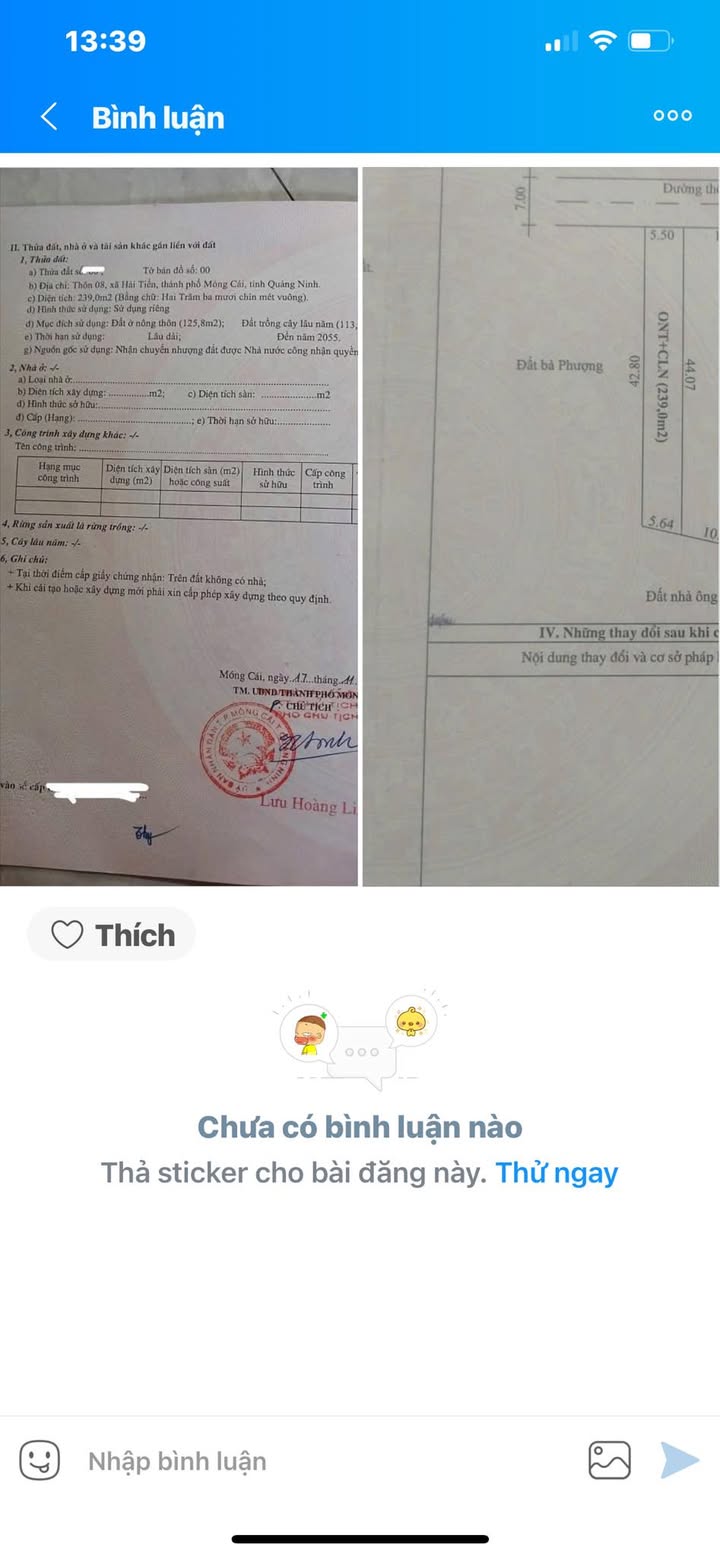 Đất ở thôn 8, xã Hải Tiến, TP Móng Cái 239m² - Giá rẻ nhất thị trường!