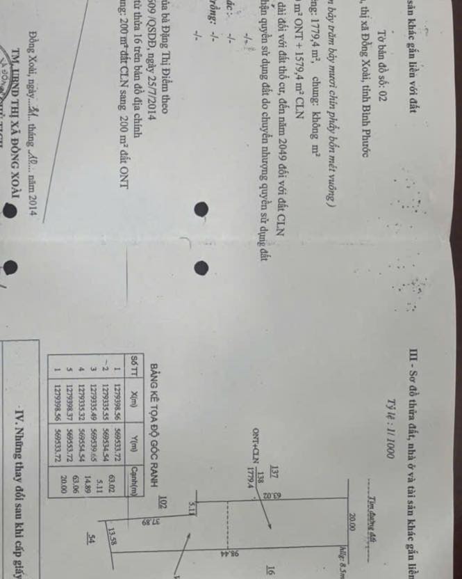 Đất Tiến Thành Đồng Xoài 1.779m² giá 2 tỷ - Sổ hồng riêng, công chứng nhanh!