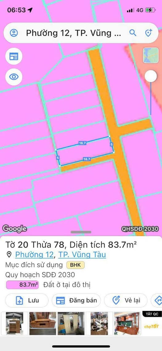 Đất lô góc 2 mặt tiền Hẻm 1216/33 Đường 30/4, Vũng Tàu 84m² giá 1.85 tỷ - Sổ riêng, pháp lý đầy đủ!