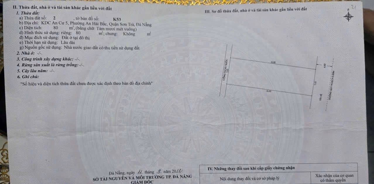 Đất nền tại biển Mỹ Khê Đà Nẵng 80m² giá 13 tỷ - Cơ hội đầu tư hấp dẫn!