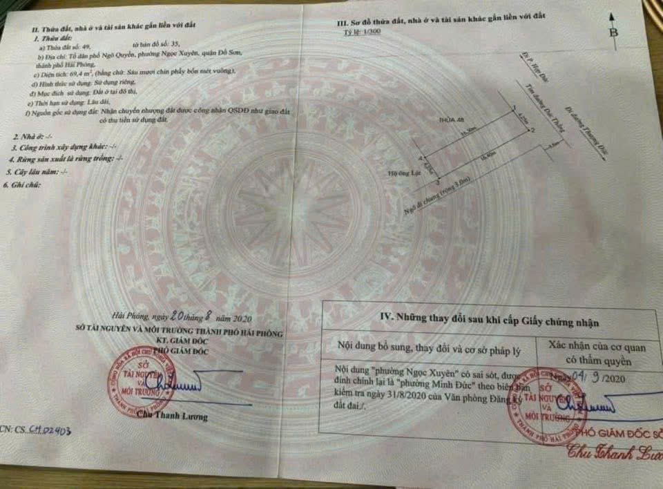 Đất nền góc 69.4m² mặt đường Đức Thắng - Hợp Đức - Đồ Sơn chỉ 1.8 tỷ