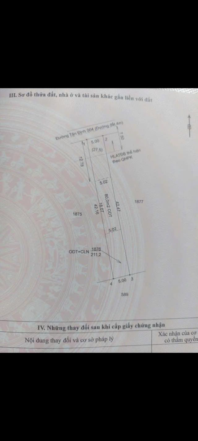 Đất thổ cư Tân Định Bến Cát 80m² giá 1.1 tỷ - Đường 4m, chính chủ bán gấp!