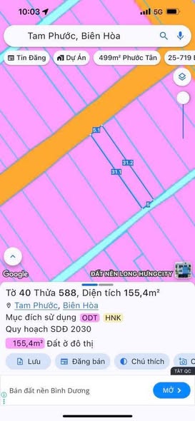 Đất thổ cư Tam Phước Biên Hòa 155m² giá 2 tỷ - Khu dân cư an ninh, tiện ích đầy đủ!