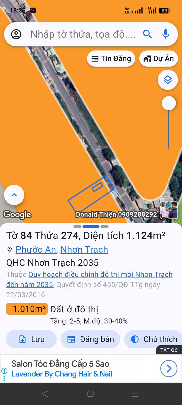 Đất nền kinh doanh mặt tiền đường Phước An Nhơn Trạch 1189m² - Giá đầu tư hấp dẫn!