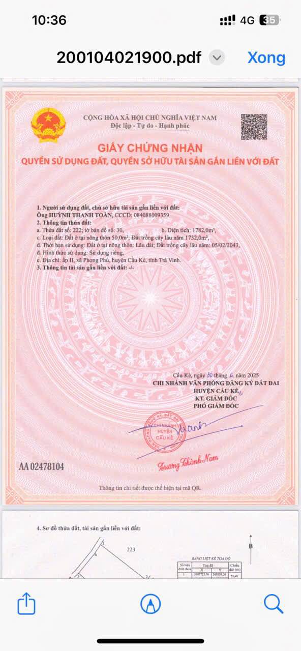 Đất nền Phong Phú Cầu Kè 1.700m² - Cơ hội đầu tư sinh lời!