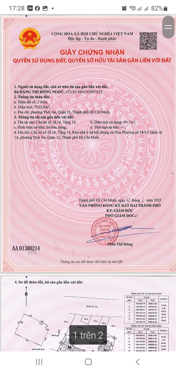 Căn hộ chung cư Hoa Phượng quận 12 69.7m² giá 2.95 tỷ - View đẹp, tầng 18