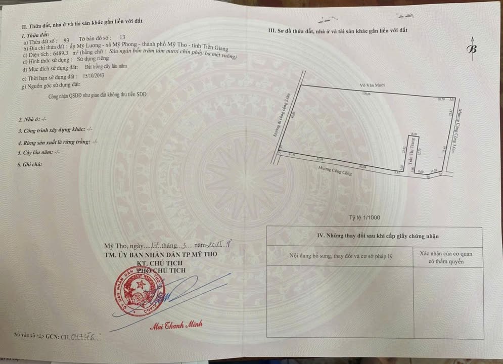 Đất nền phường Mỹ Phong, Mỹ Tho 6890m² giá 14 tỷ - Đường ô tô vào tận nơi!