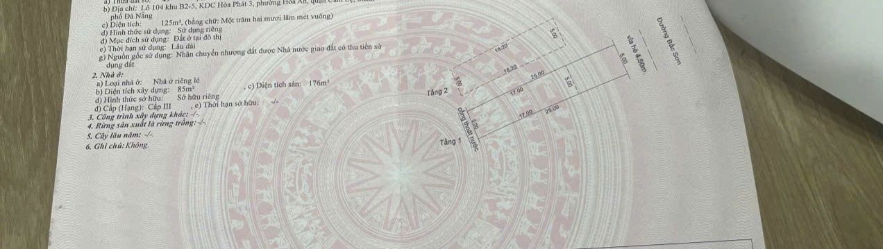 Nhà 2 tầng mặt tiền Bắc Sơn, Đà Nẵng 125m² giá 8 tỷ - Cần bán gấp trong tháng!