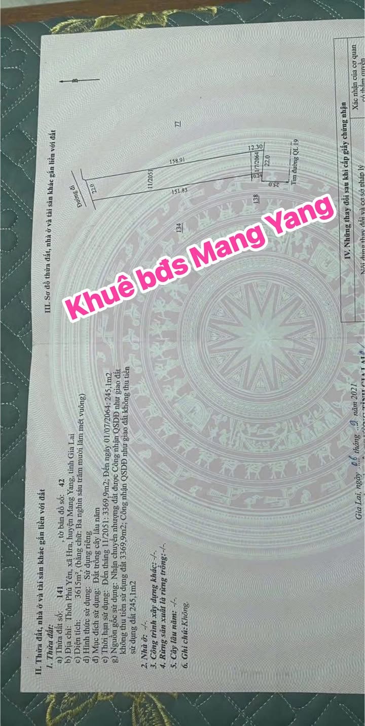 Đất nền Quốc lộ 19, xã Hra, huyện Mang Yang, 3300m² - Đầu tư sinh lời hấp dẫn!