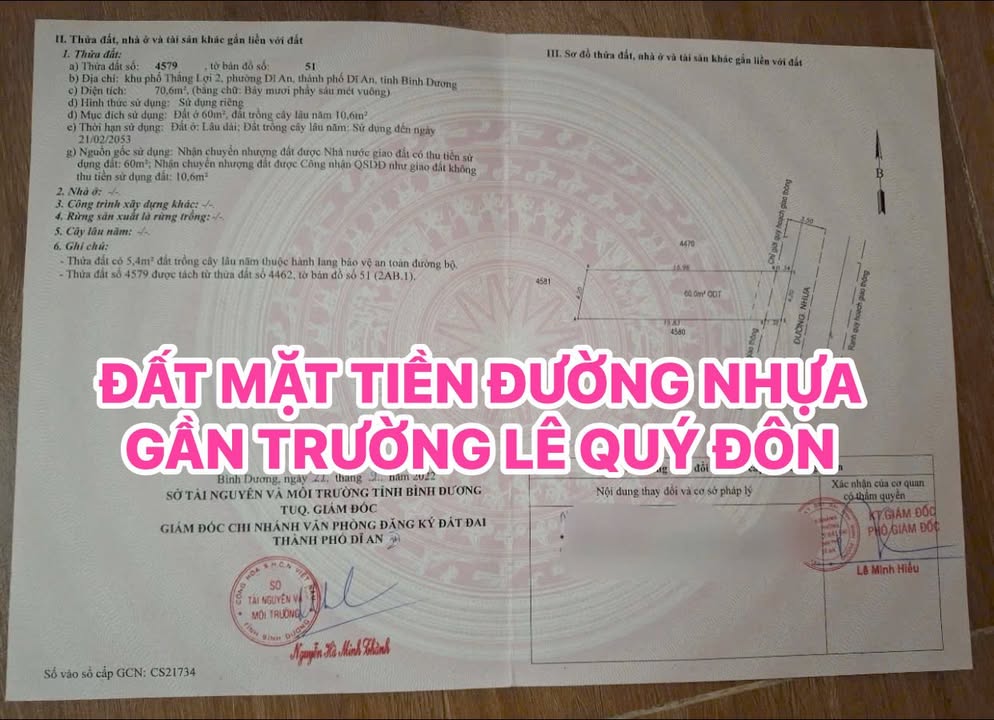 Lô đất Dĩ An 72m² giá 3.8 tỷ - Vị trí trung tâm, tiện ích đầy đủ!