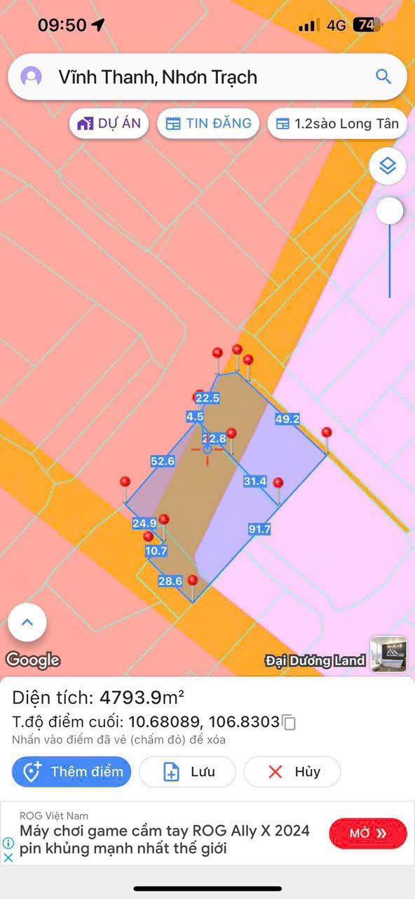 Đất nền Vĩnh Thanh Nhơn Trạch 4800m² giá chỉ 4.56 tỷ - Cơ hội đầu tư tuyệt vời!