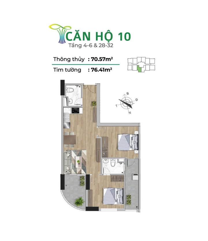 Căn hộ Tecco Elite City Thái Nguyên 76m² giá 1.87 tỷ - Thiết kế hiện đại, vào ở ngay!