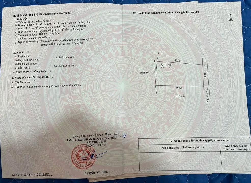 Đất nền Tiền An, Quảng Yên 1150m² - Cơ hội đầu tư tuyệt vời!