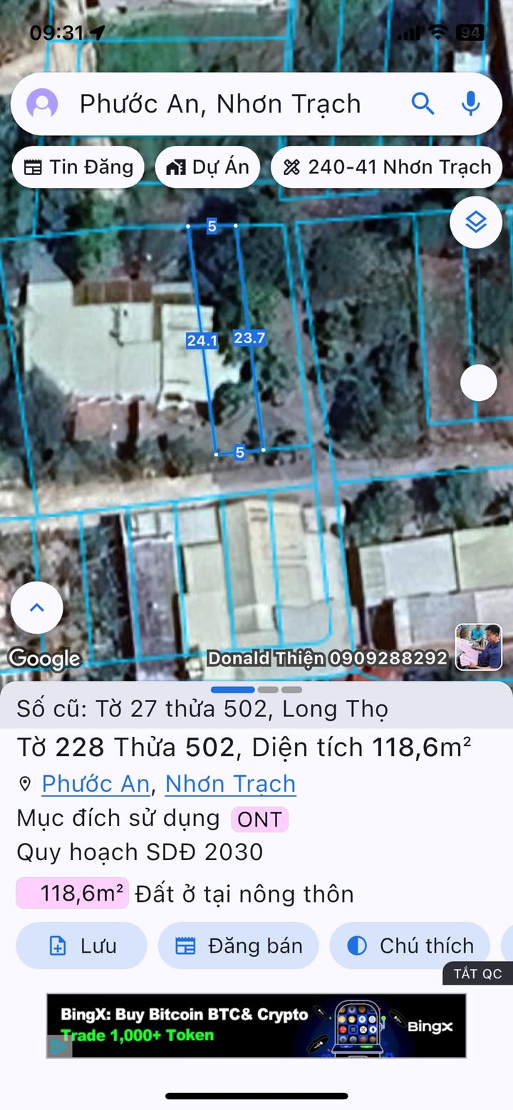 Đất thổ cư Long Thọ Nhơn Trạch 118m² giá 1.7 tỷ - Sổ hồng riêng chính chủ!