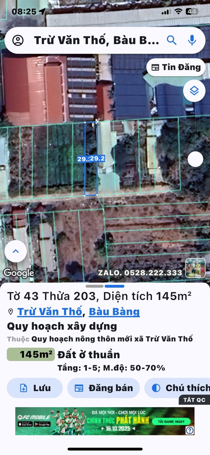 Đất thổ cư 145m² xã Trừ Văn Thố, Bàu Bàng chỉ 800 triệu - Cơ hội đầu tư hấp dẫn!