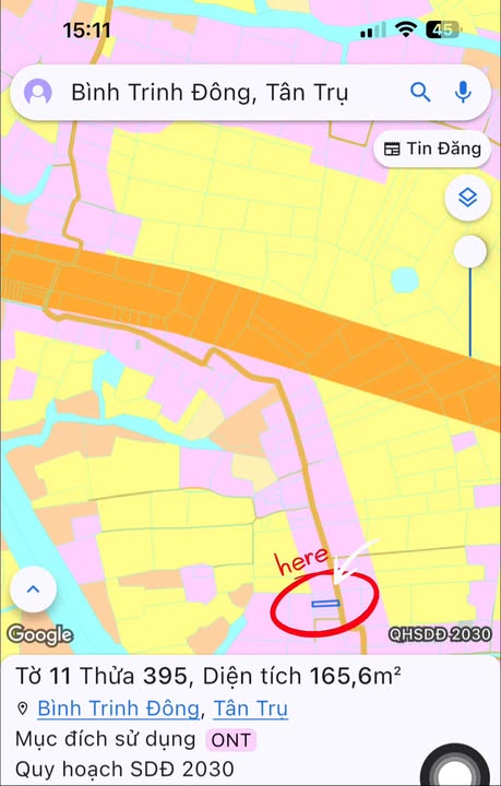 Đất nền mặt tiền Ngang 5.7m dài 31m tại xã Bình Trinh Đông - Giá chỉ 750 triệu