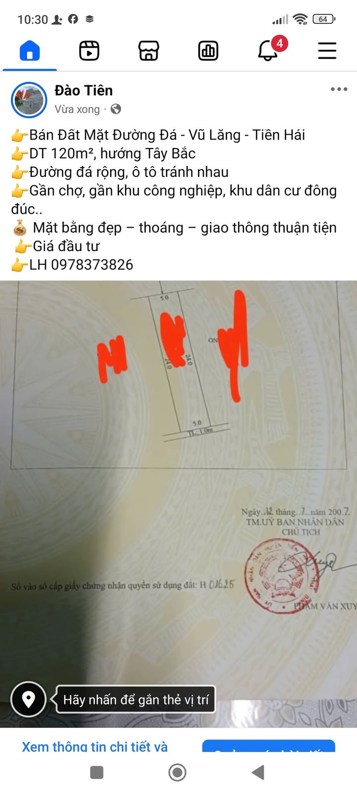 Đất Mặt Đường Đá - Vũ Lăng - Tiền Hải 120m² - Giá Đầu Tư Hấp Dẫn!