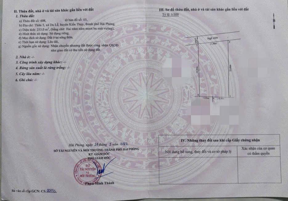 Đất nền thôn Du Lễ, Kiến Thụy, Hải Phòng 105,8m² giá 1 tỷ - Đầu tư sinh lời hấp dẫn!