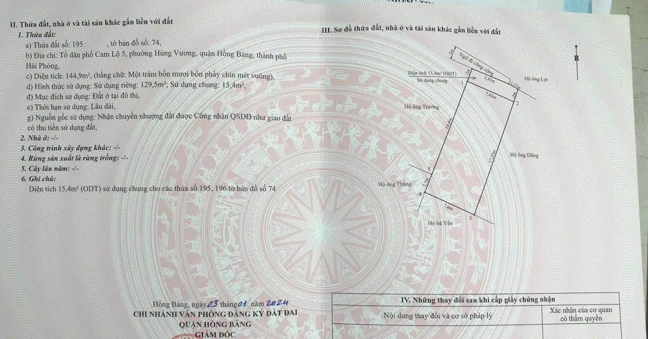 Đất nền Cam Lộ Hùng Vương Hồng Bàng 144m² giá 2.736 tỷ - Cơ hội đầu tư hấp dẫn!