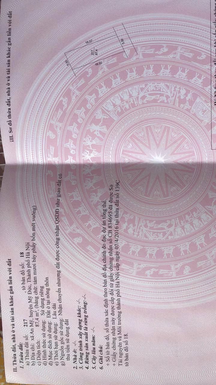 Đất nền An Mỹ, Mỹ Đức, Hà Nội 87m² - Giá rẻ bất ngờ, cần tiền gấp!