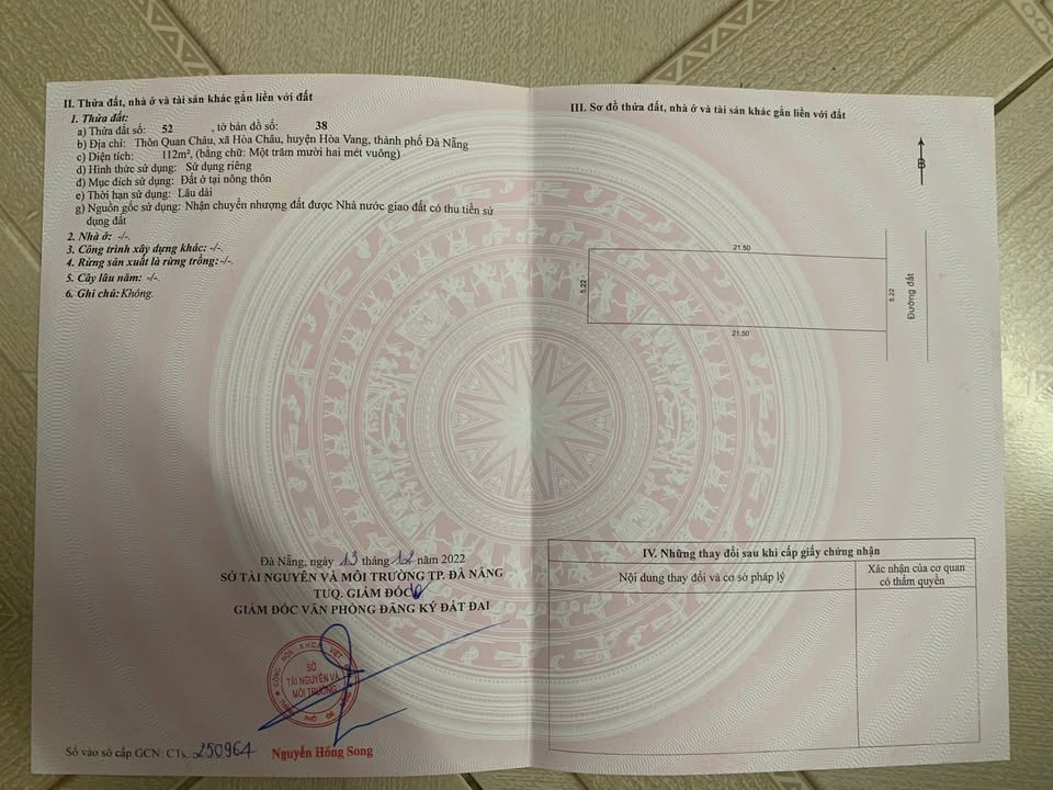 Đất thổ cư Thôn Quang Châu, Hòa Xuân, Đà Nẵng 112m² giá 2.05 tỷ - Vị trí đẹp, đầu tư lý tưởng!