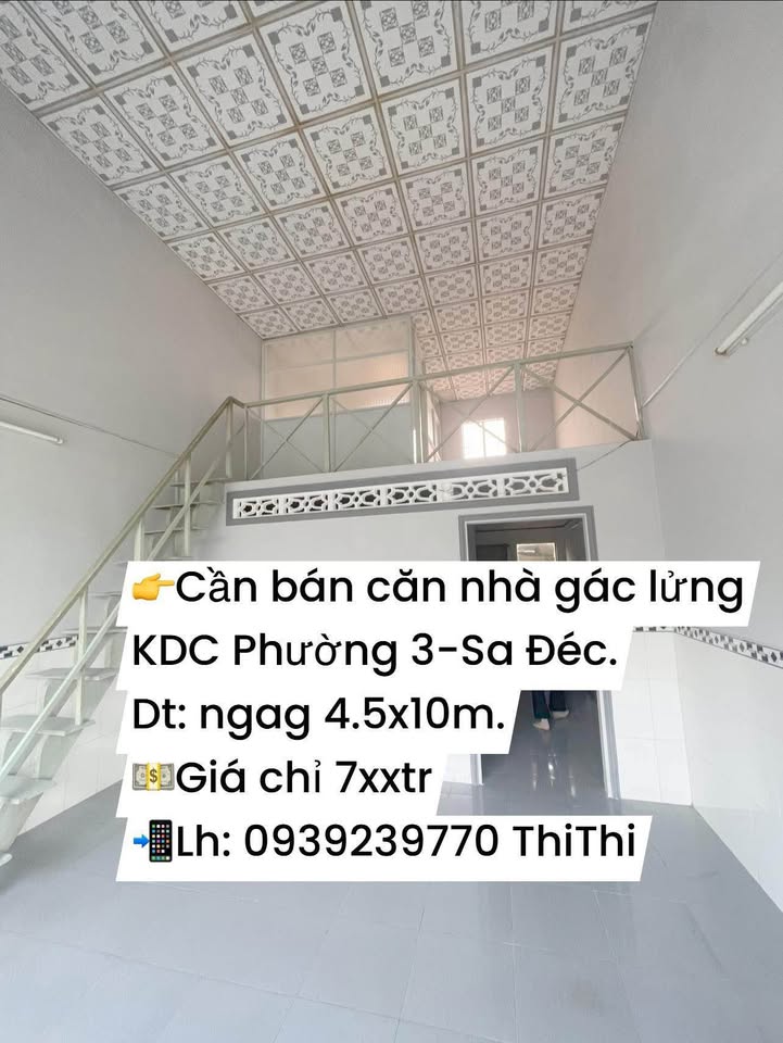 Nhà gác lửng KDC Phường 3, Sa Đéc 45m² giá chỉ 700 triệu - Cơ hội đầu tư tuyệt vời!