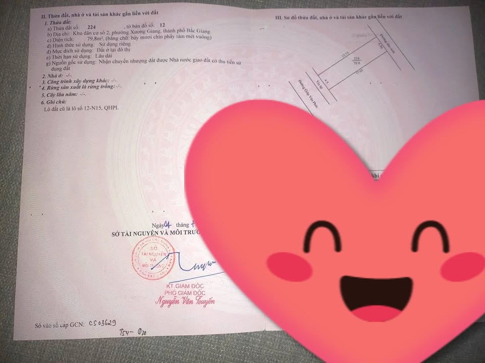 Đất nền đường Giáp Văn Phúc, phường Xương Giang 79.8m² giá chỉ 6 tỷ - Cơ hội đầu tư vàng!